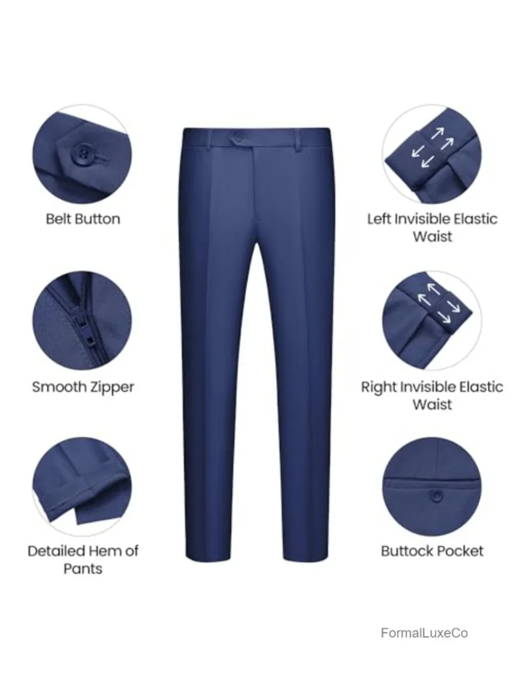 3-Piece Men's Slim Fit Suit Set with Vest and Tie, Polyester Spandex, Wedding